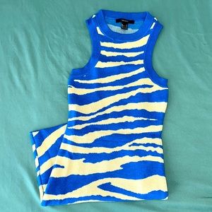 Forever 21 Tiger Striped Mini Dress - Blue/Cream, S
